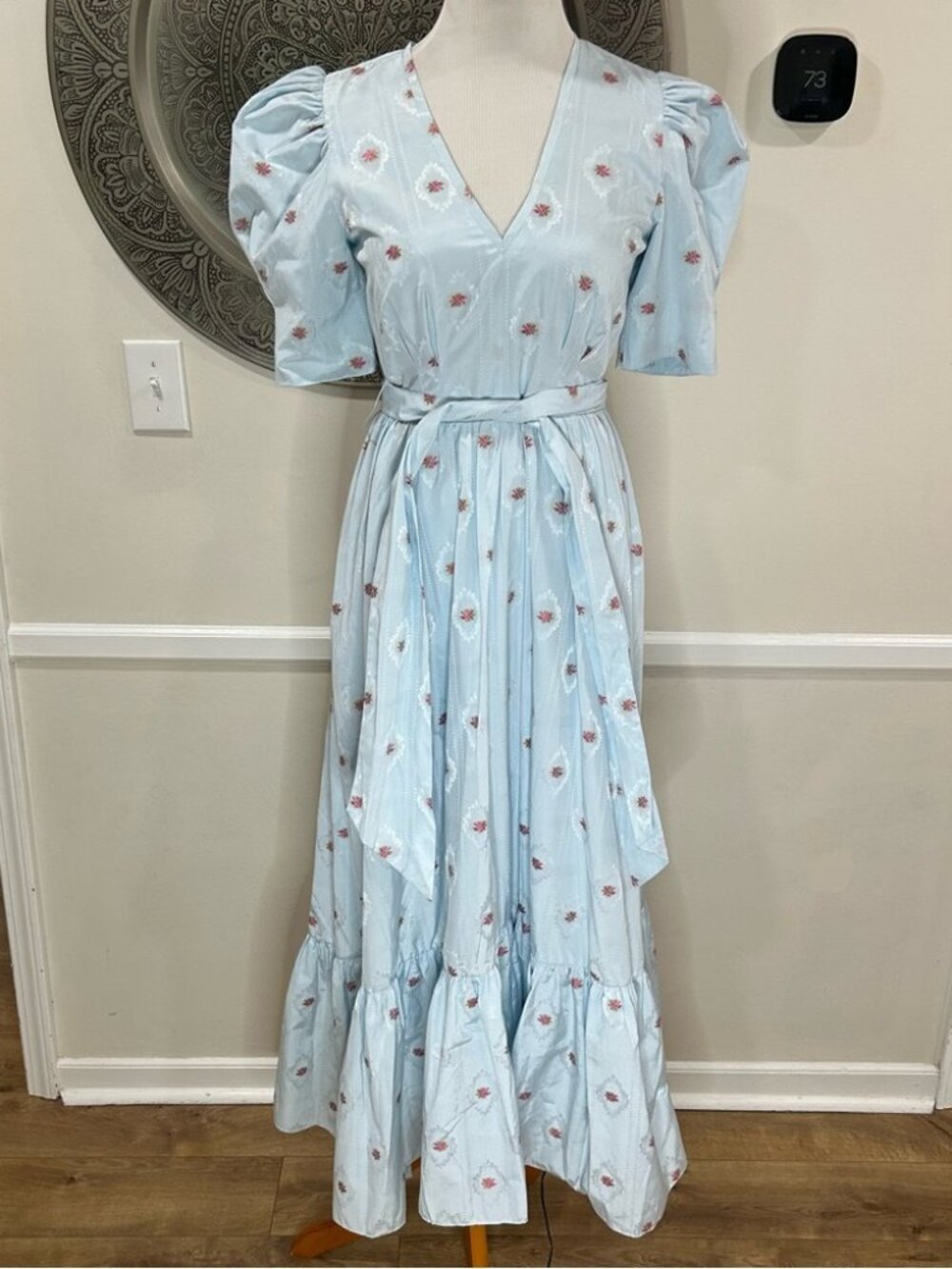 Hunter Bell Rebekah Blue Blossom Floral Brocade Maxi Dress sz 4 NWT
